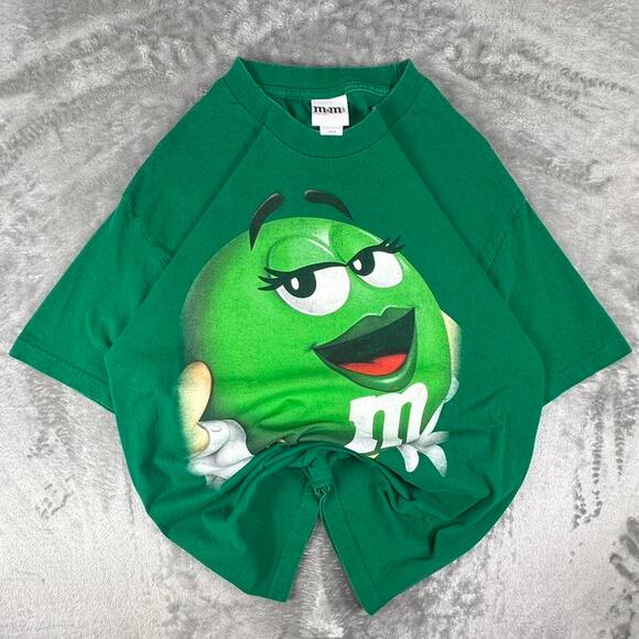 Vintage Green M&M’s Michelle Mars Big Print Graphic T-shirt Size Large - Picture 1 of 7